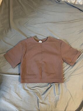 NWOT Everlane Short Sleeve Crop Tee - Mauve Brown